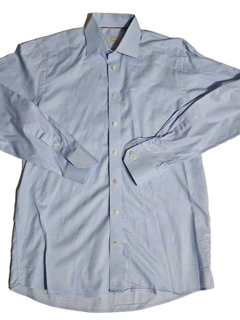 ETON Mens Contemporary Button Up Size 16 x 41  Blue White Plaid Check Shirt